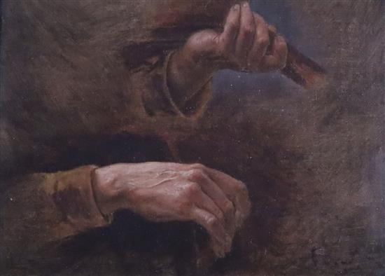 Pre-Raphaelite School Study of a violinists hands 5.25 x 7.25in.